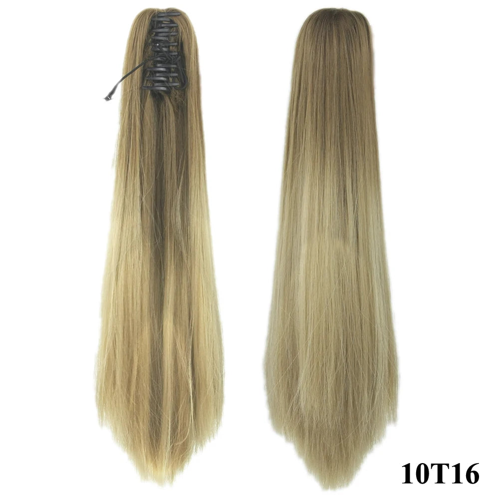 24-Inch Straight Ombre Claw Clip Ponytail Extension