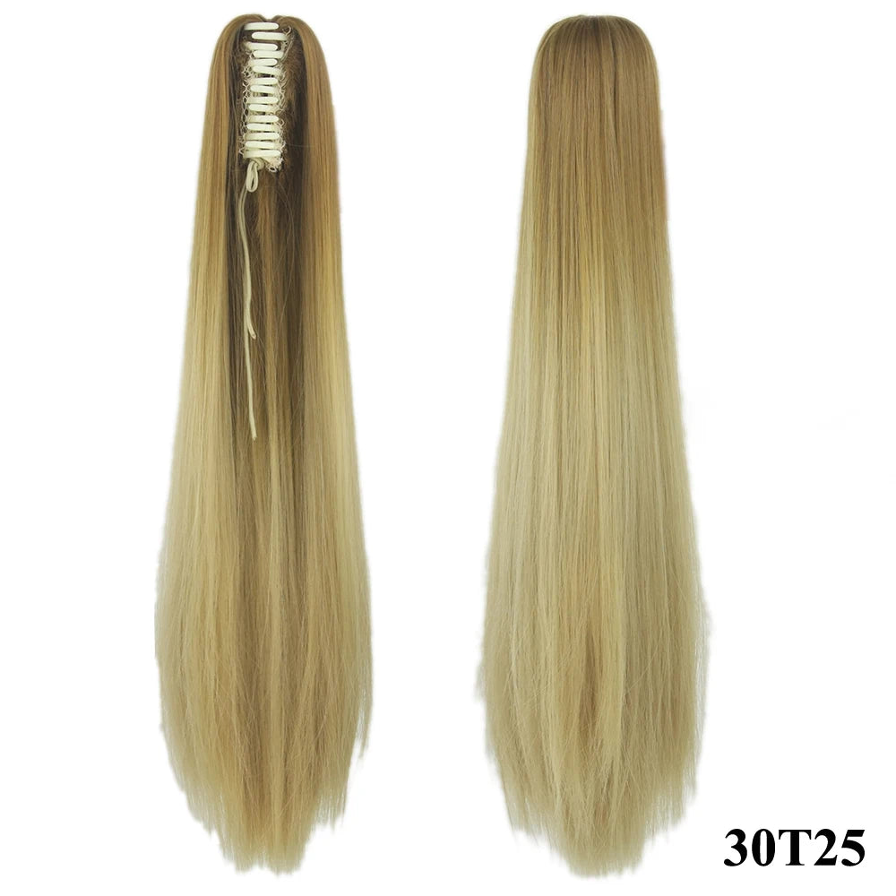 24-Inch Straight Ombre Claw Clip Ponytail Extension - 9