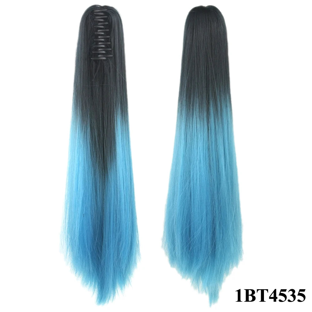 24-Inch Straight Ombre Claw Clip Ponytail Extension