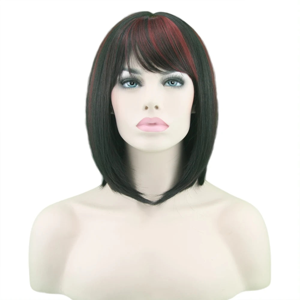 Short Straight Bob Wig with Highlights - 4
