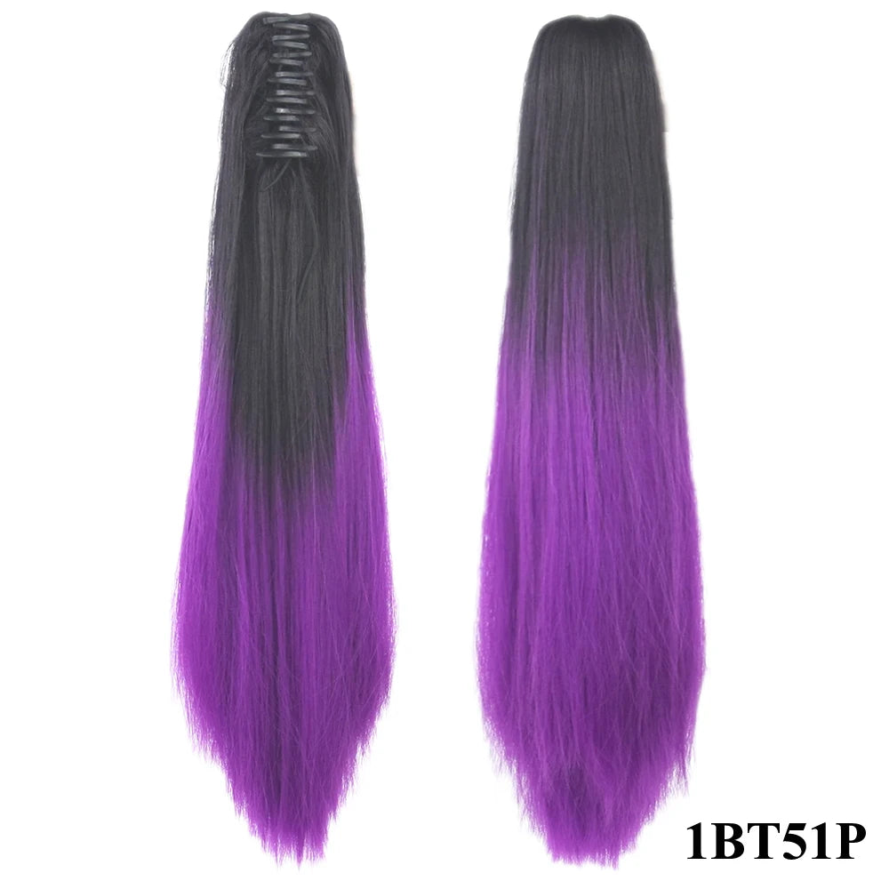24-Inch Straight Ombre Claw Clip Ponytail Extension