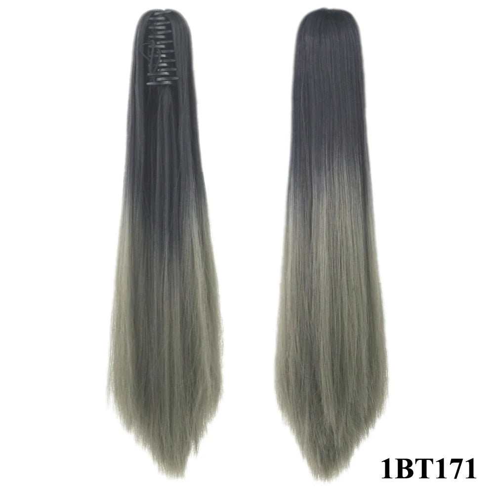 24-Inch Straight Ombre Claw Clip Ponytail Extension - 19