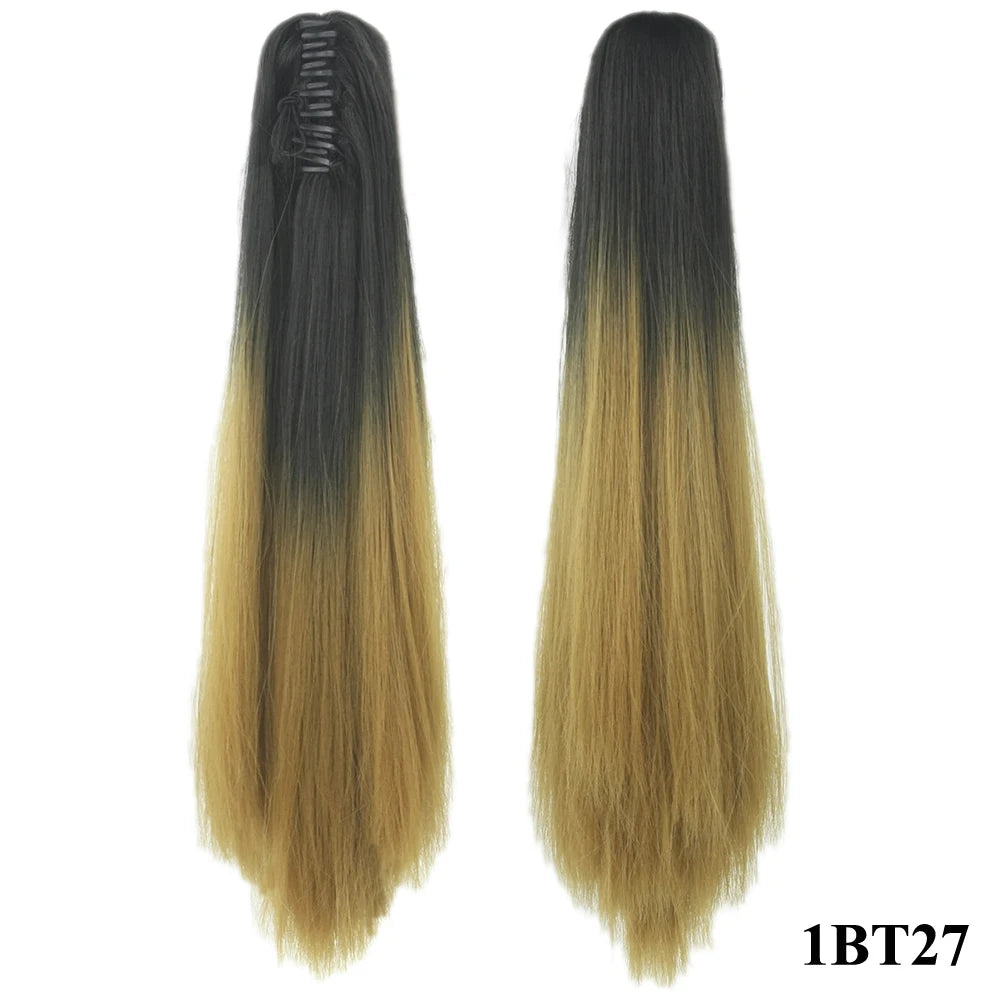 24-Inch Straight Ombre Claw Clip Ponytail Extension