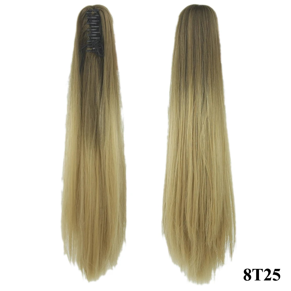 24-Inch Straight Ombre Claw Clip Ponytail Extension - 8
