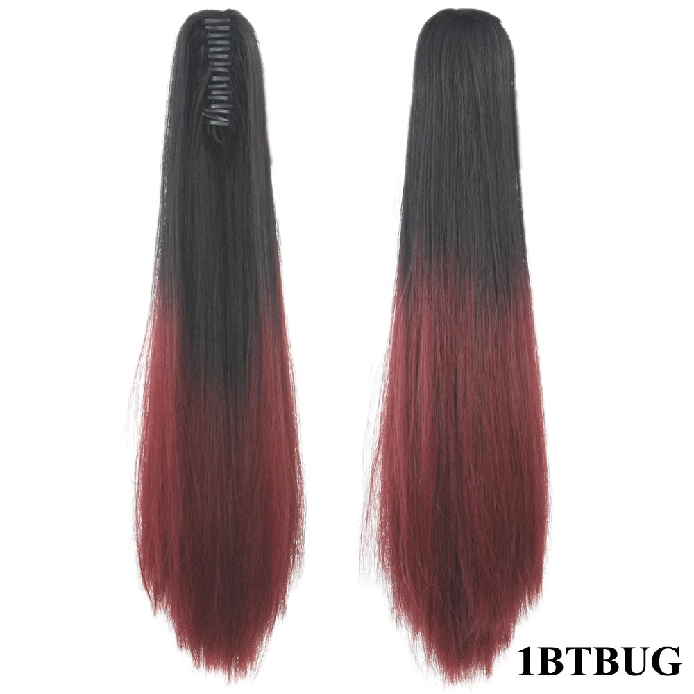 24-Inch Straight Ombre Claw Clip Ponytail Extension