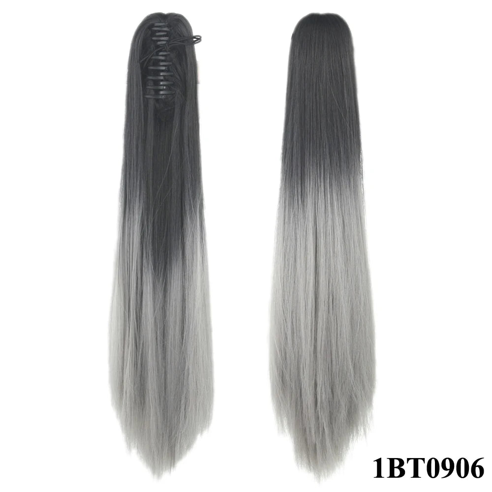 24-Inch Straight Ombre Claw Clip Ponytail Extension - 17