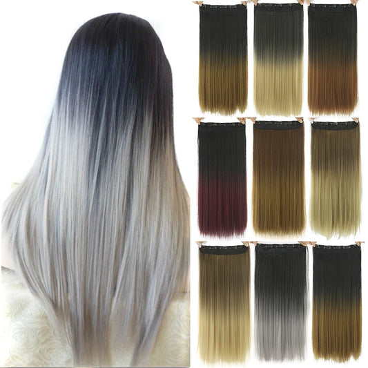 Long Straight Ombre Clip-In Hair Extensions