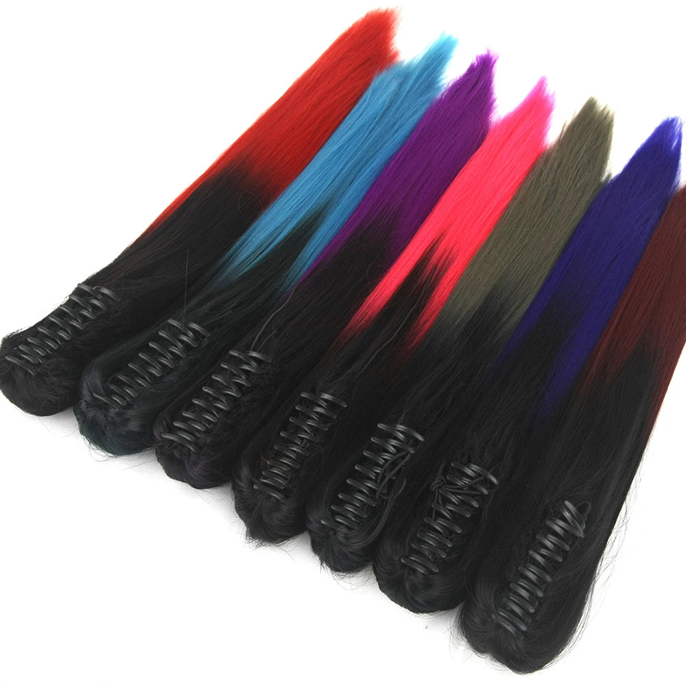 24-Inch Straight Ombre Claw Clip Ponytail Extension