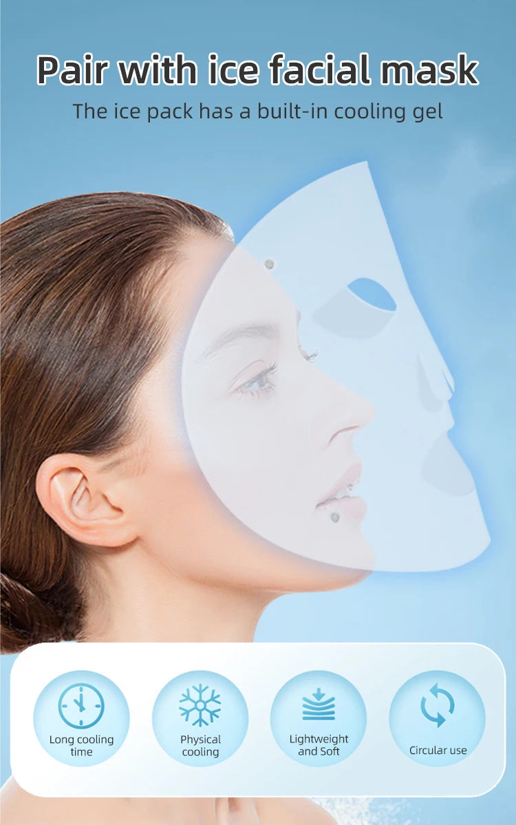 LED Red Light Therapy Face Mask with Cooling Gel for Skin Rejuvenation - 8