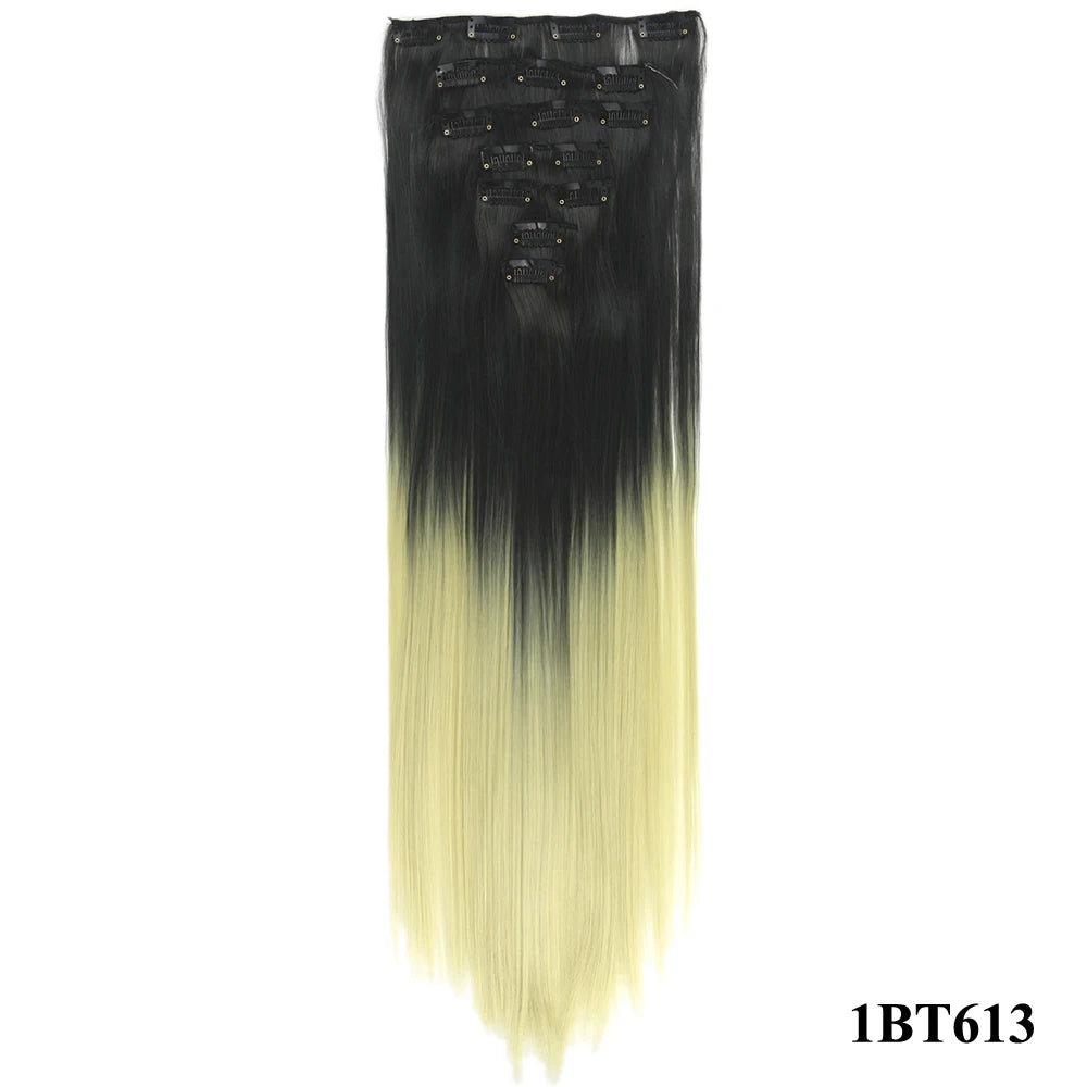 Straight Ombre Clip-In Synthetic Hair Extensions - 9