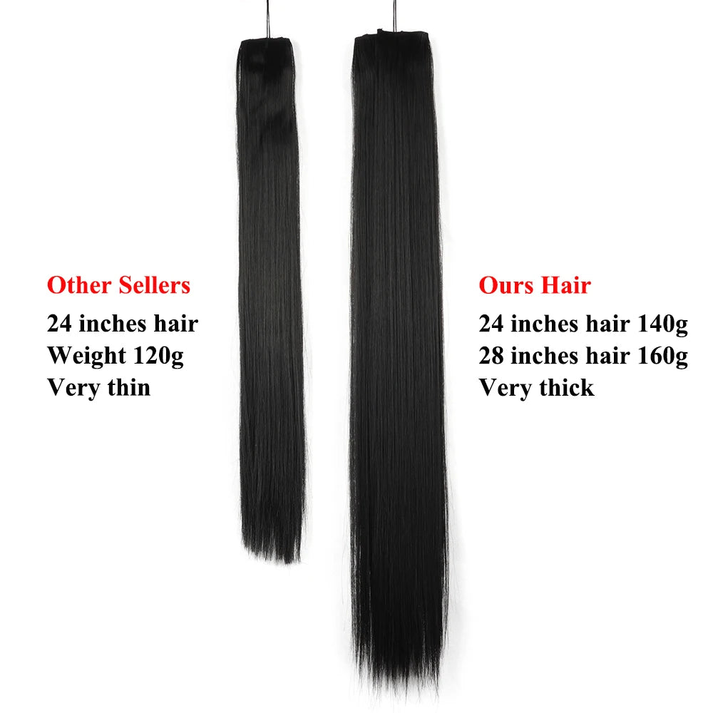 Long Straight Synthetic Clip-In Hair Extensions