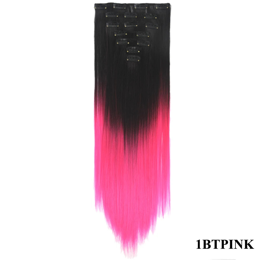 Straight Ombre Clip-In Synthetic Hair Extensions - 23