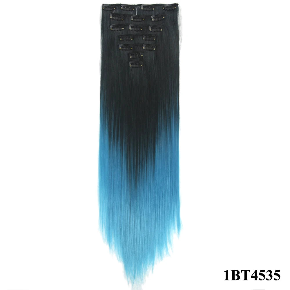 Straight Ombre Clip-In Synthetic Hair Extensions - 13