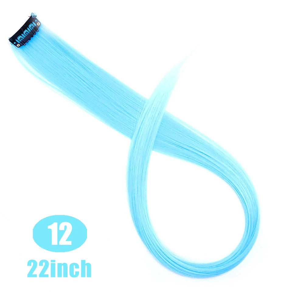 24-Inch Colorful Clip-In Hair Extensions for Highlights and Parties - 17