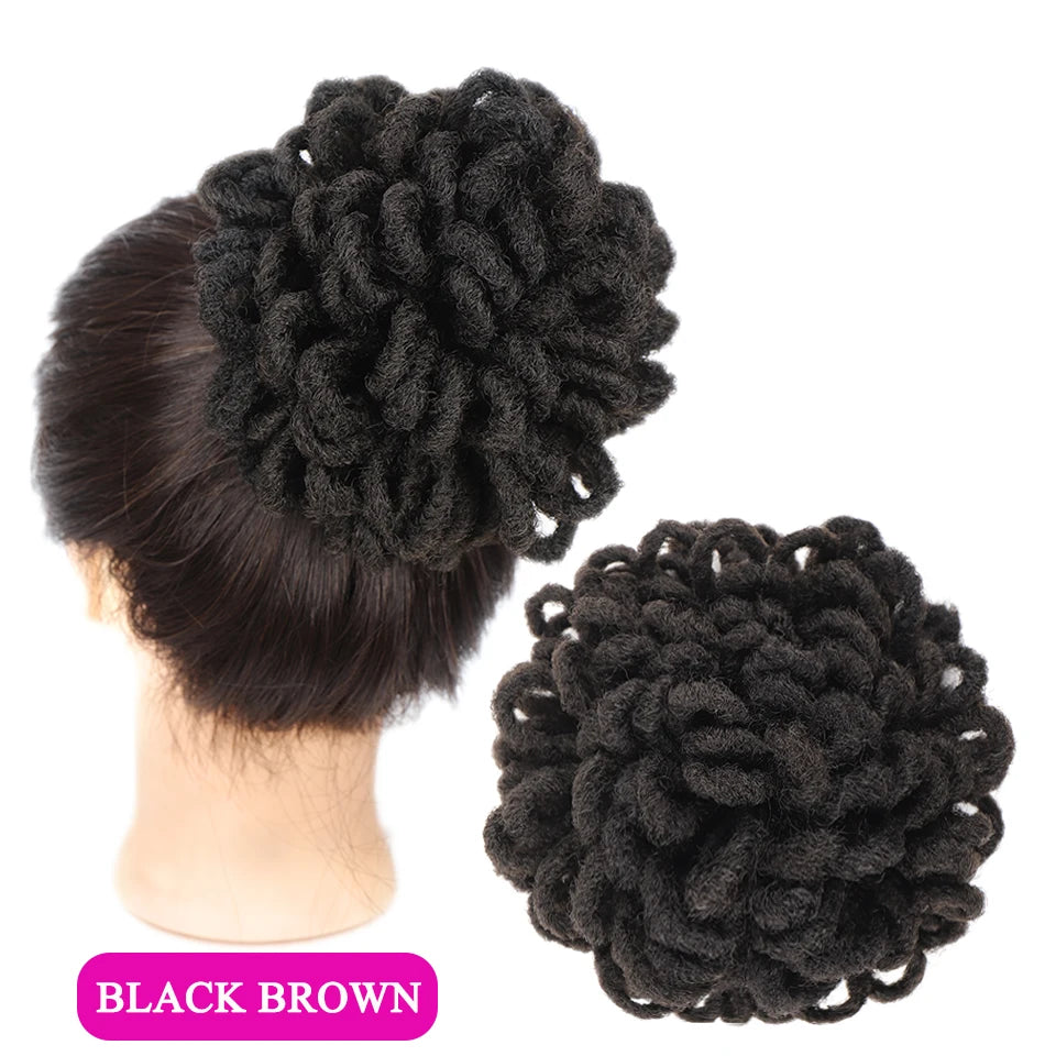 Synthetic Dreadlock Afro Puff Drawstring Ponytail Bun - 7