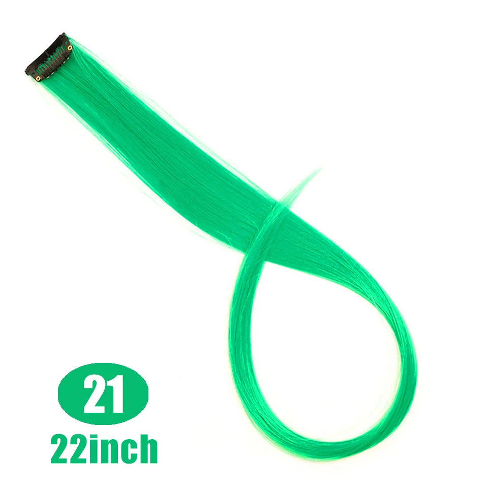 24-Inch Colorful Clip-In Hair Extensions for Highlights and Parties - 22