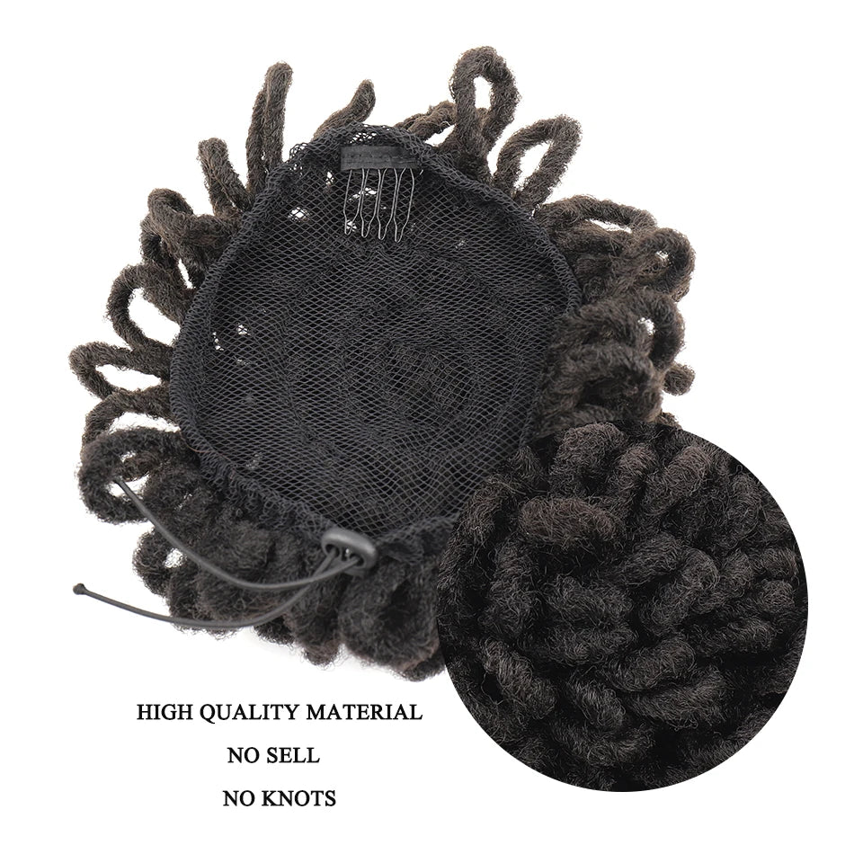 Synthetic Dreadlock Afro Puff Drawstring Ponytail Bun - 3