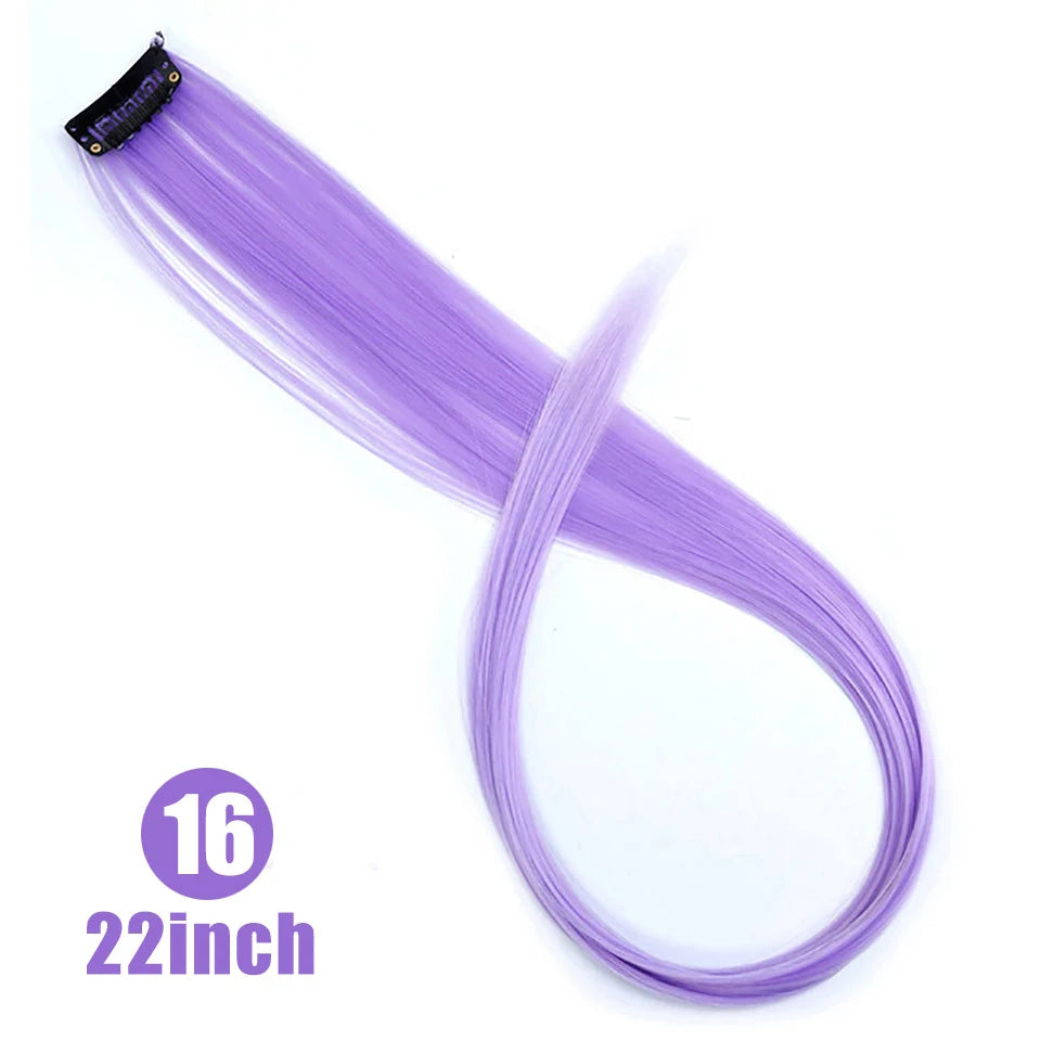 24-Inch Colorful Clip-In Hair Extensions for Highlights and Parties - 25