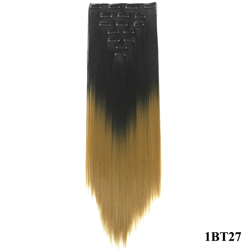 Straight Ombre Clip-In Synthetic Hair Extensions - 15