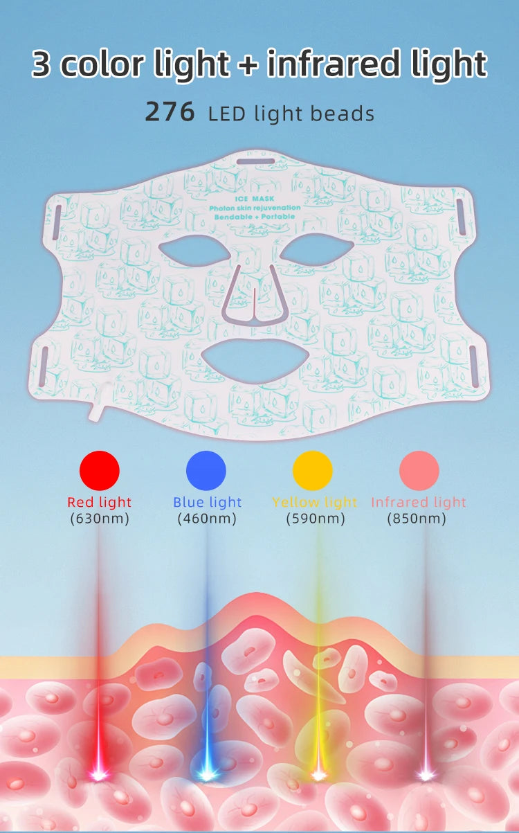 LED Red Light Therapy Face Mask with Cooling Gel for Skin Rejuvenation - 11