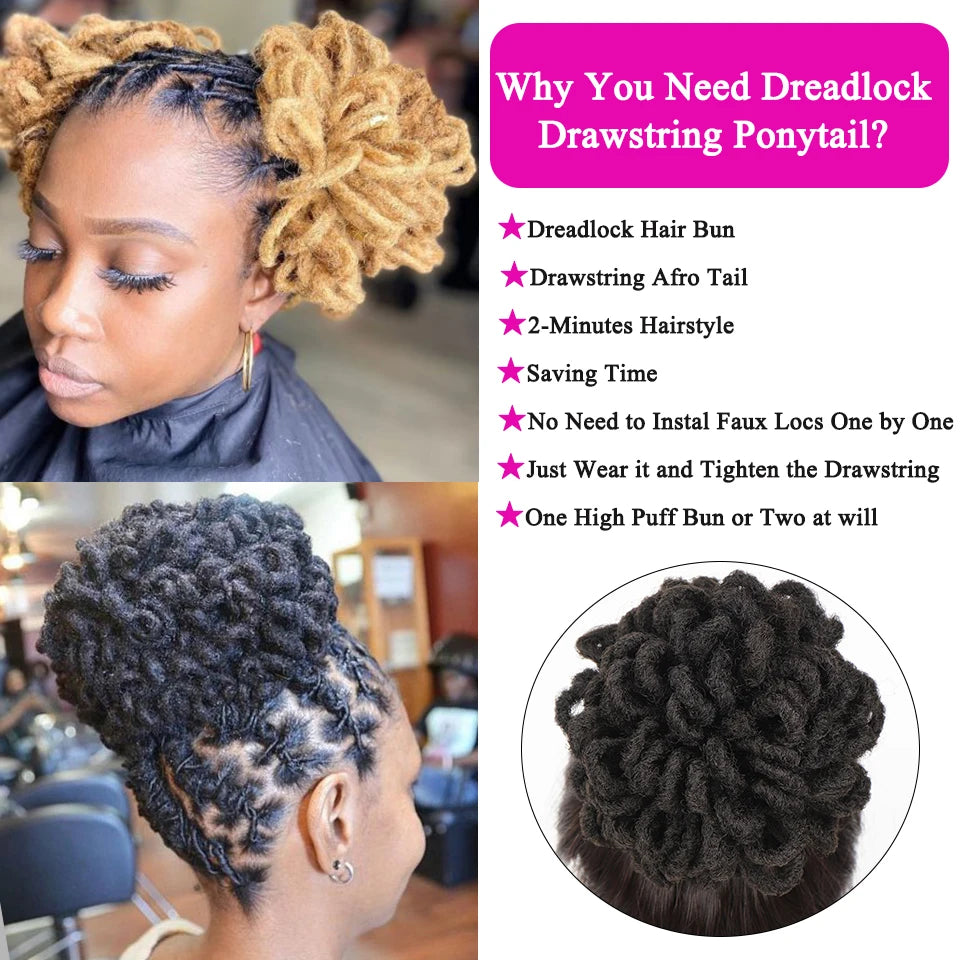 Synthetic Dreadlock Afro Puff Drawstring Ponytail Bun - 5
