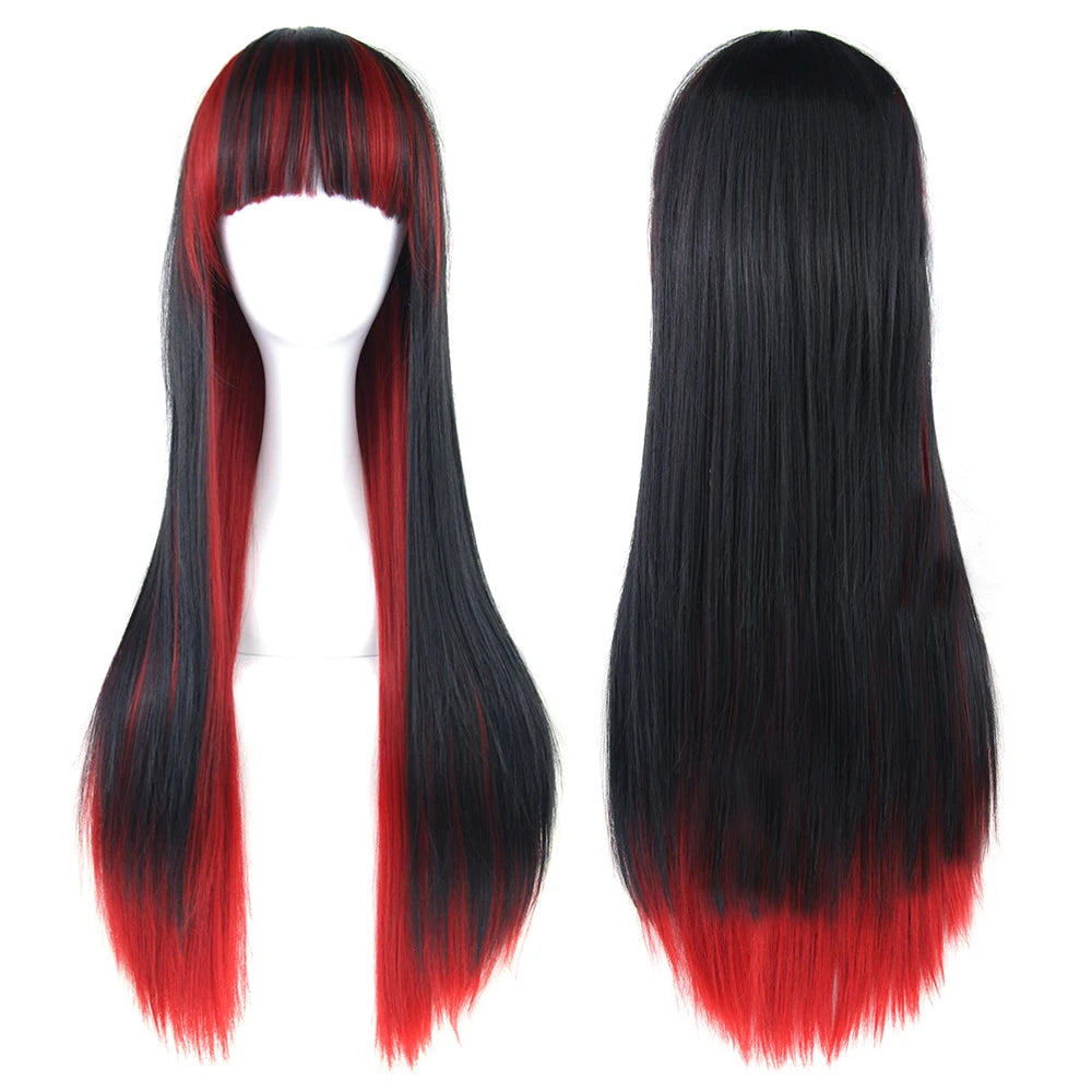 Long Ombre Rainbow Cosplay Wig with Bangs - 10