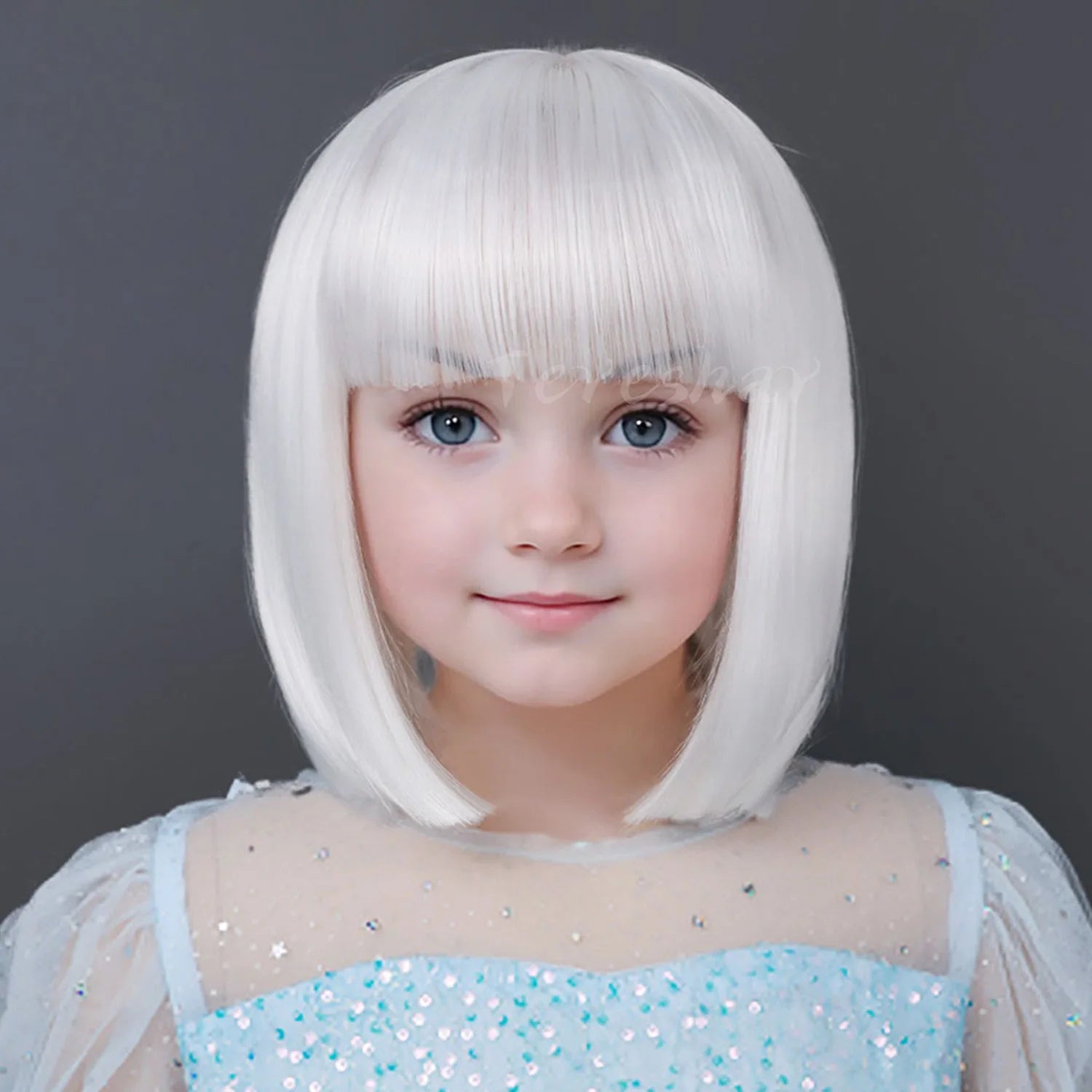 Short Straight Bob Wig with Bangs for Girls Kids Cosplay and Parties - 12