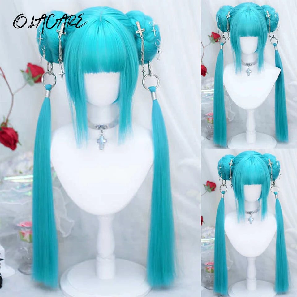Lolita Cosplay Long Ponytail Wig with Buns for Parties - 7