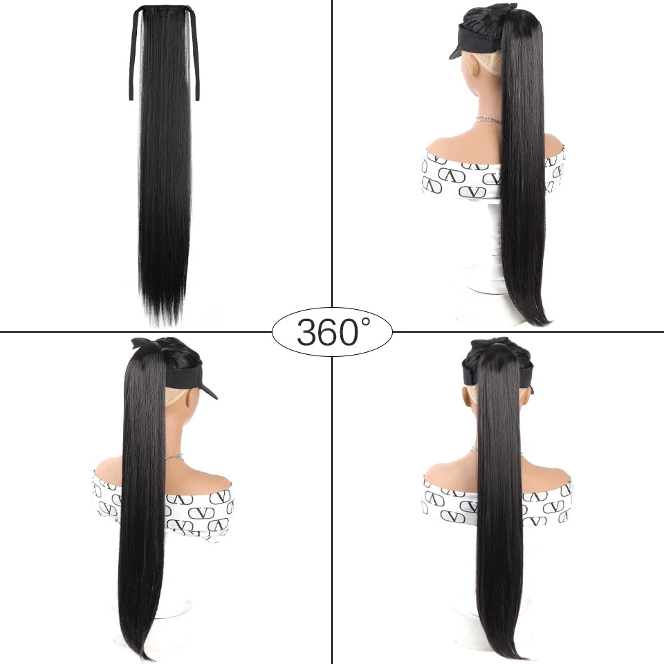 32-Inch Long Straight Wrap Around Ponytail Hair Extension