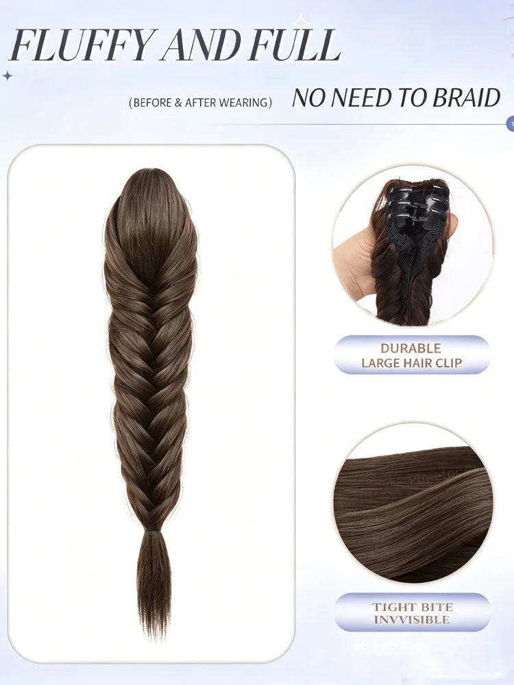 16-Inch Clip-In Fishbone Braided Ponytail Extension - 7