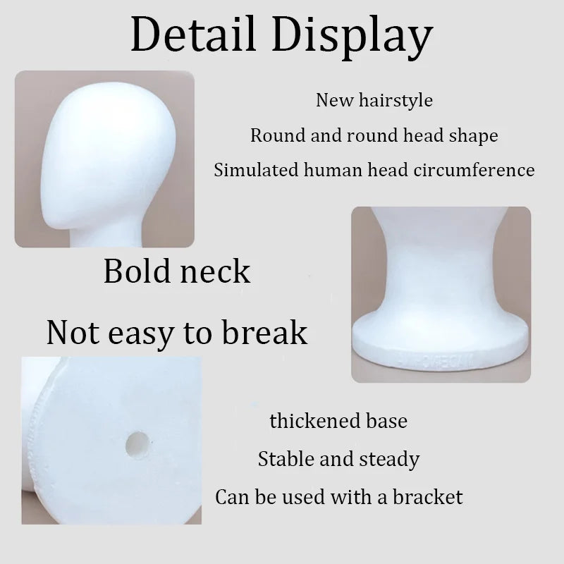 Foam Mannequin Head for Wig Styling and Display - 3