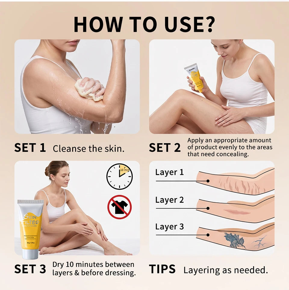 Waterproof Full Coverage Body Concealer for Scars Tattoos and Veins