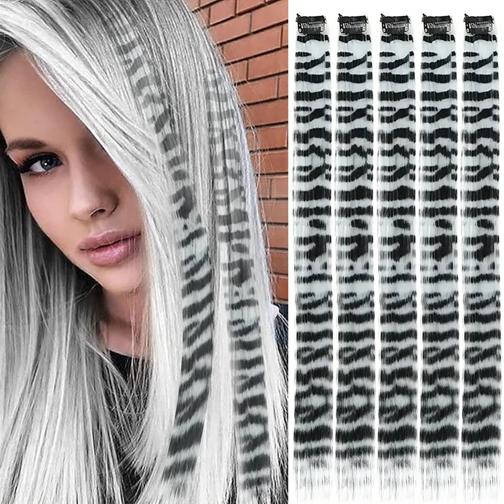 Stripe Printed Clip-in Hair Extensions for Parties
