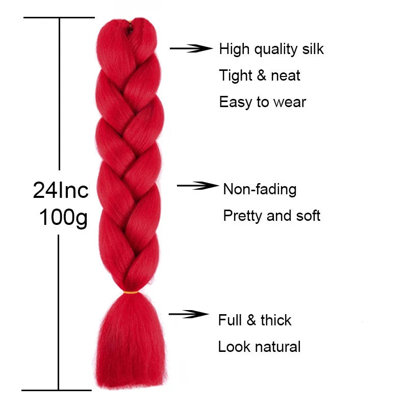 24-Inch Jumbo Synthetic Braiding Hair Extensions