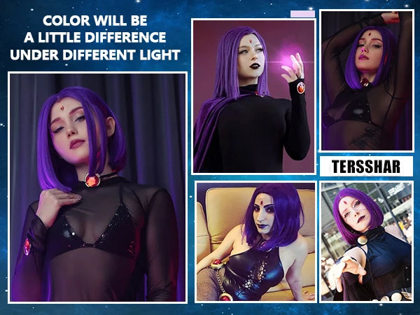 Short Straight Purple Bob Wig for Halloween Cosplay and Costume Parties - 12