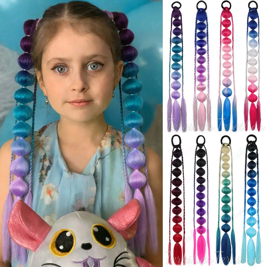 Colorful Bubble Braid Ponytail Hair Extension for Women
