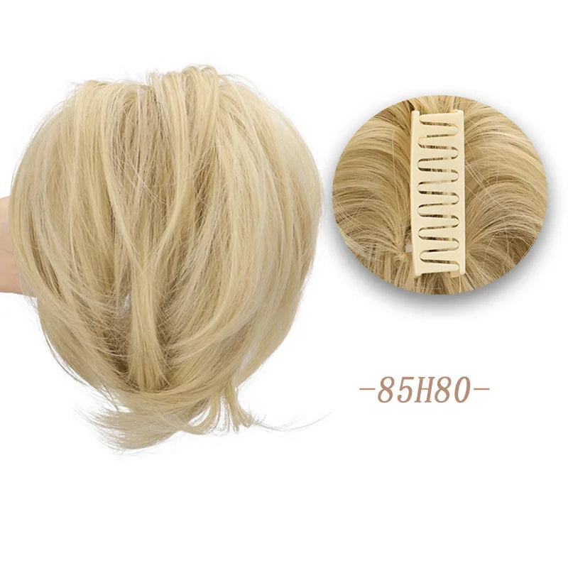 Short Layered Straight Claw Clip Ponytail Extension for Women - 18