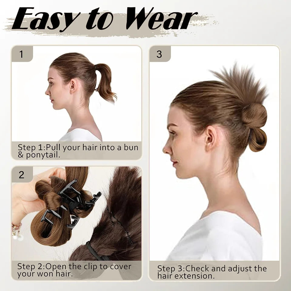Messy Bun Claw Clip Hair Extension for Instant Volume - 3