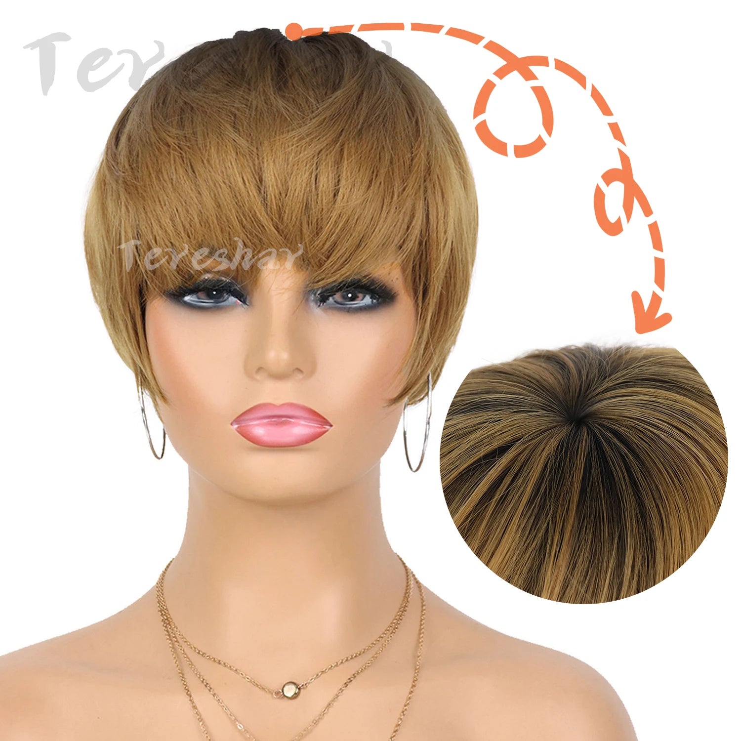 Short Pixie Cut Layered Wig with Bangs for Women Daily Styling - 10