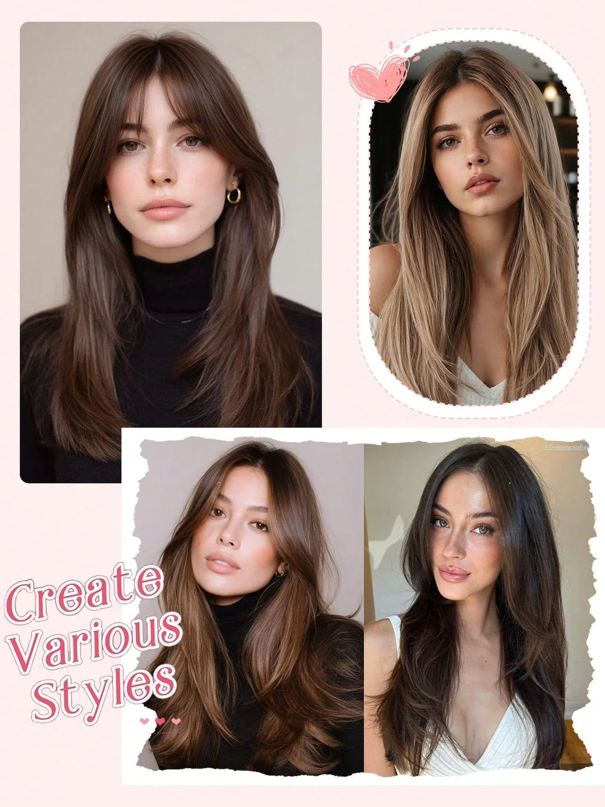 Clip-In Hair Topper with Bangs for Volume and Hair Coverage