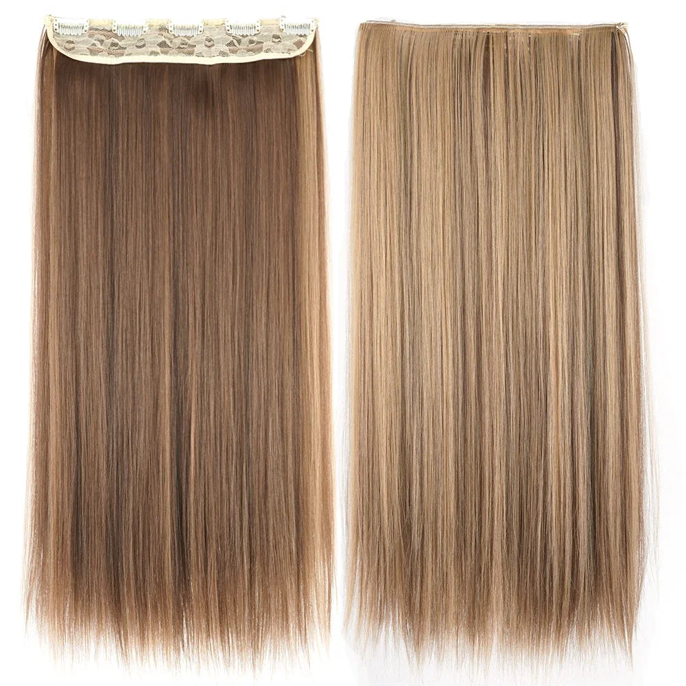 Straight Synthetic Clip-In Hair Extensions for Instant Volume