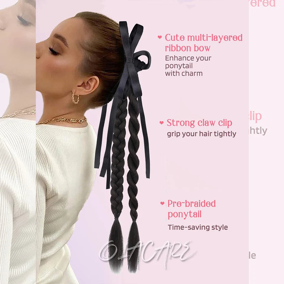 Long Clip-In Bubble Braid Ponytail Hair Extension for Daily Styling - 10