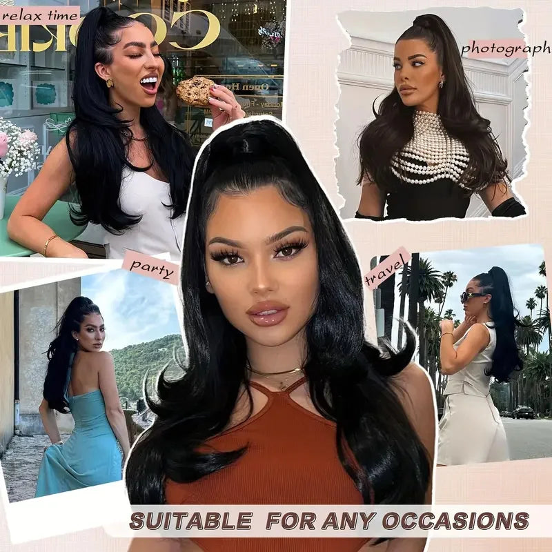 18-Inch Wavy Ponytail Hair Extension with Elastic Band