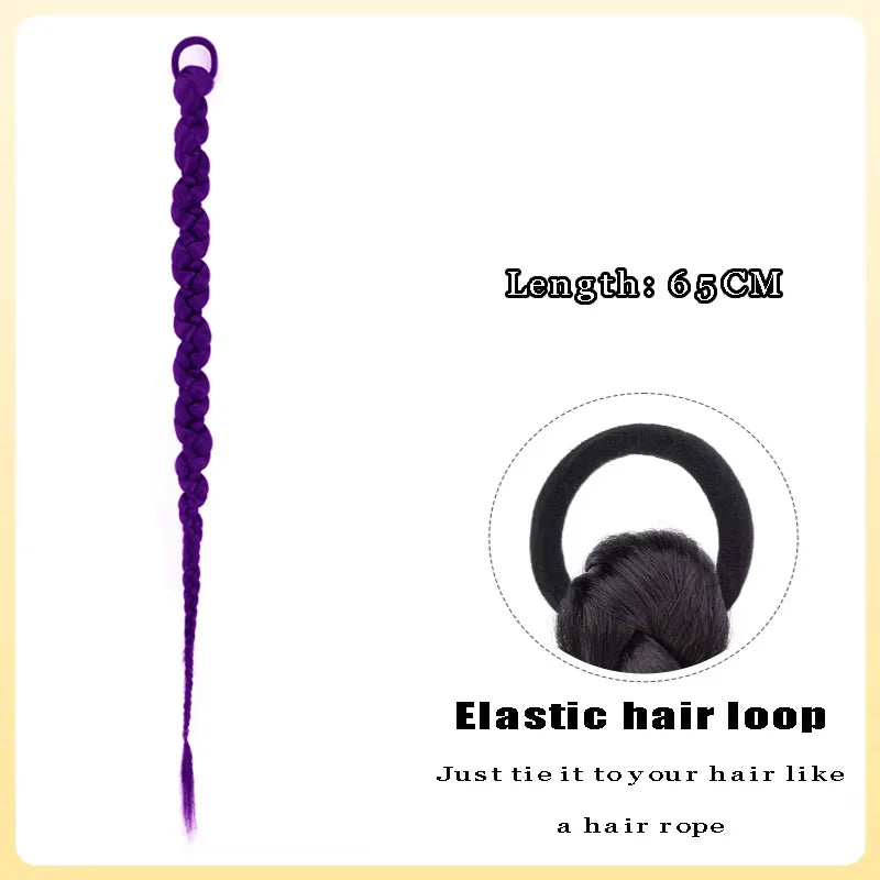 Thick Braided Ponytail Extension with Elastic Hair Tie for Daily Styling