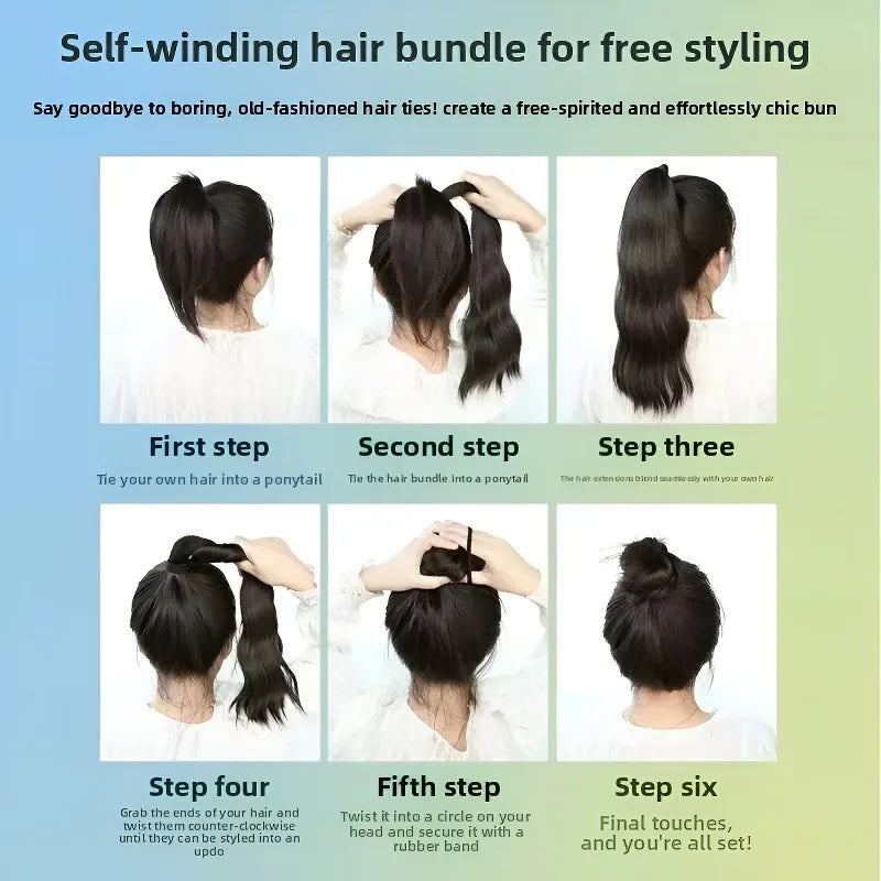 Synthetic Wavy Hair Bun Scrunchie for Instant Volume - 4