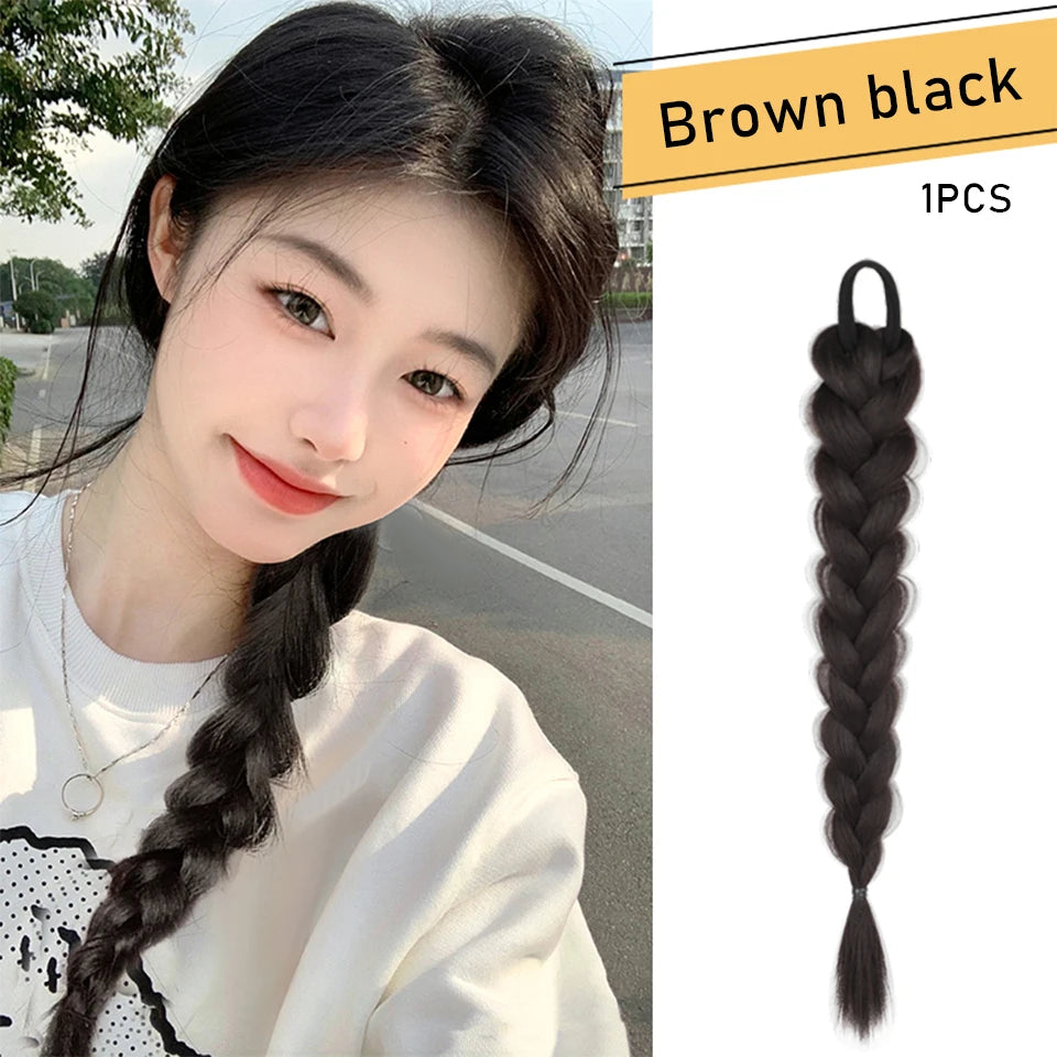 Long Clip-In Bubble Braid Ponytail Hair Extension for Daily Styling