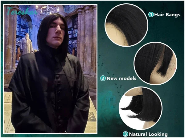 Short Black Synthetic Cosplay Wig for Men and Costume Parties - 10