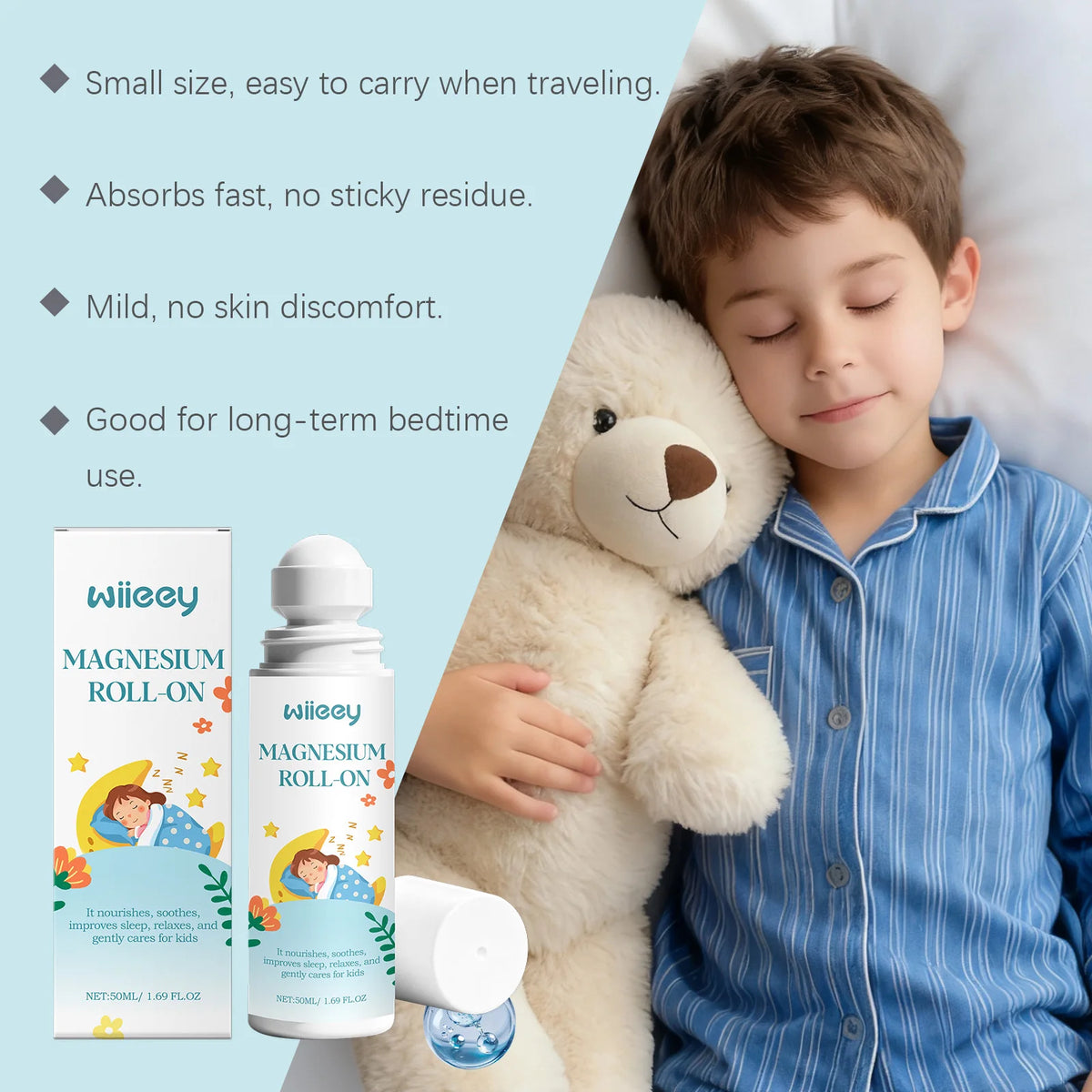 Magnesium Roll-On for Kids Restful Sleep and Body Relaxation