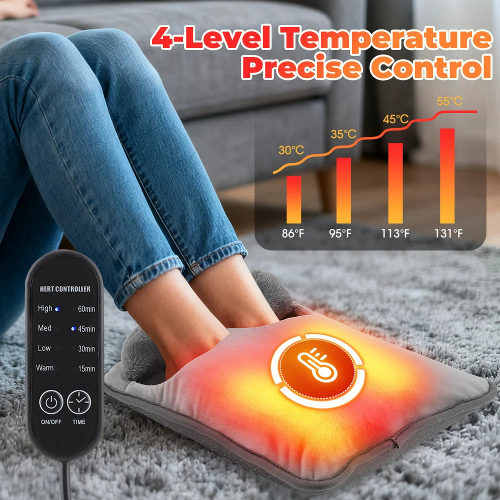 Electric Heated Foot Warmer with Adjustable Temperature and Timer