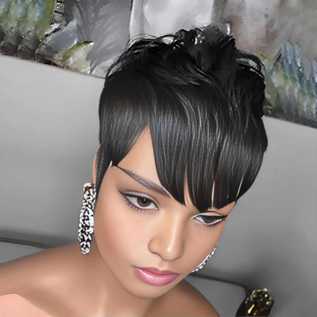 Short Curly Mullet Pixie Cut Wig for Women